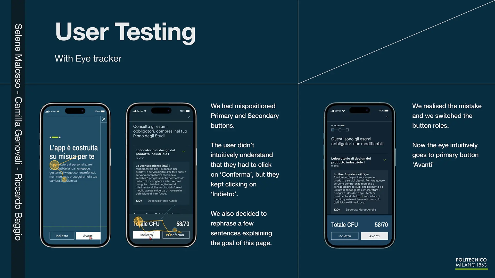 Eye-tracking test results showing user attention flow in the interface