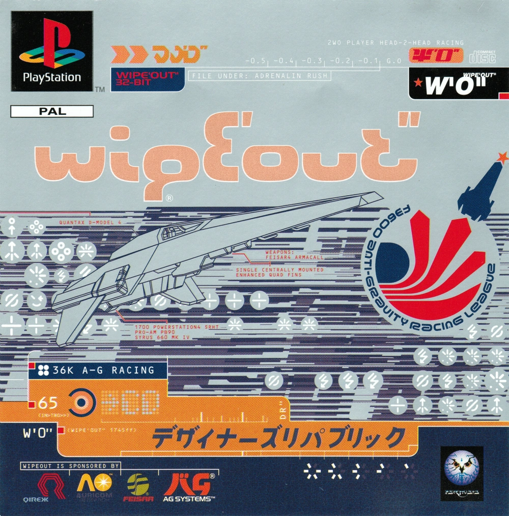 Cover artwork of the PlayStation game Wipeout, a key visual reference