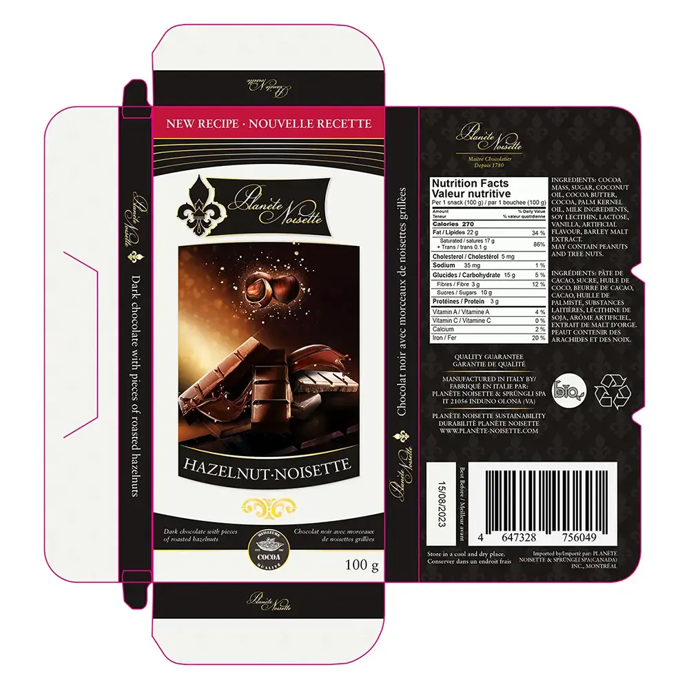 Prop chocolate bar packaging design created for a TV hero shot